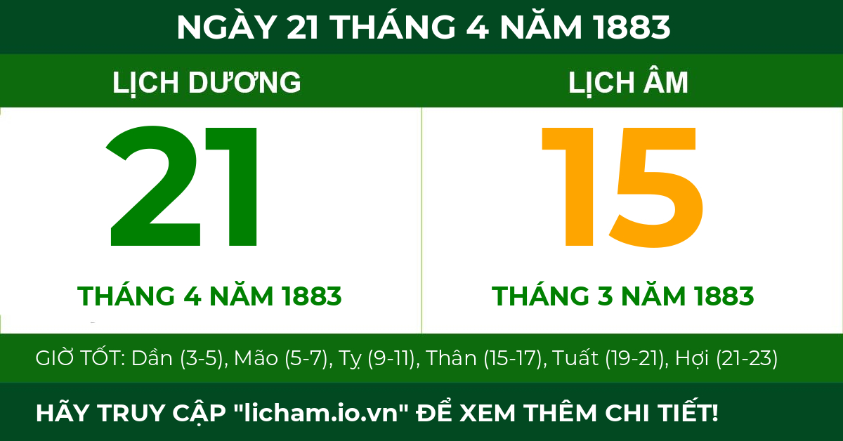 lịch âm ngày 21 tháng 4 năm 1883