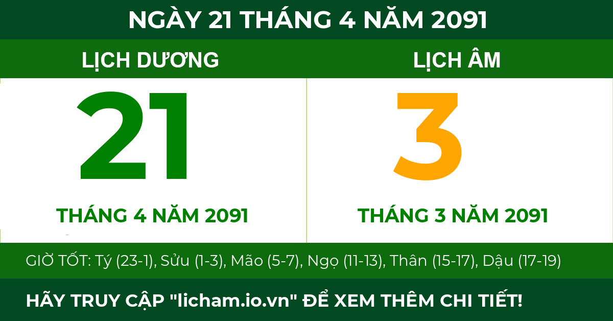 lịch âm ngày 21 tháng 4 năm 2091