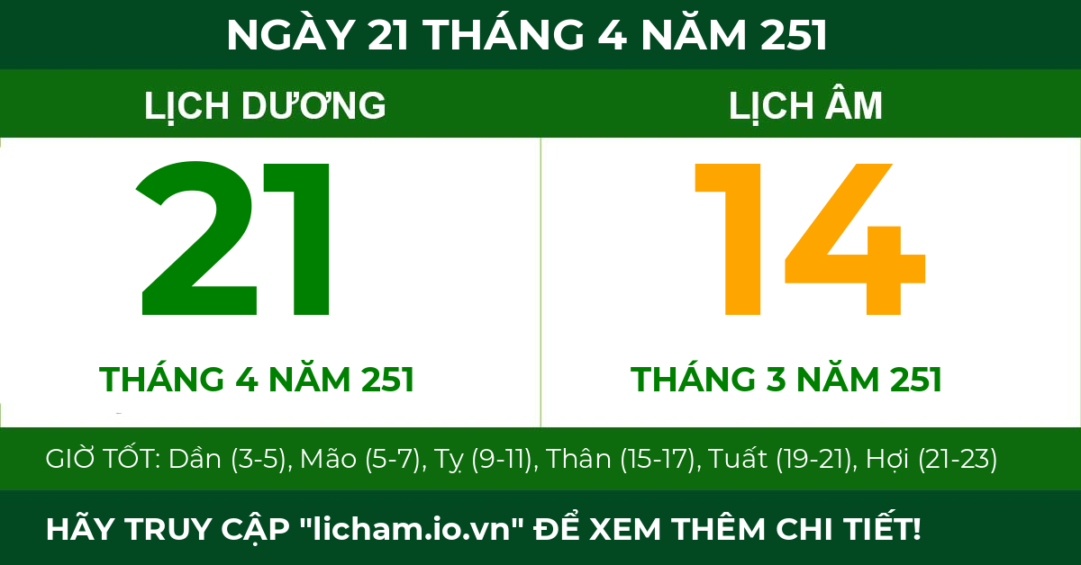 lịch âm ngày 21 tháng 4 năm 251