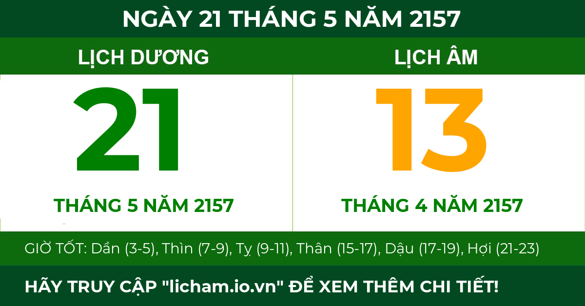 lịch âm ngày 21 tháng 5 năm 2157