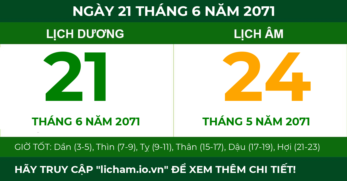 lịch âm ngày 21 tháng 6 năm 2071