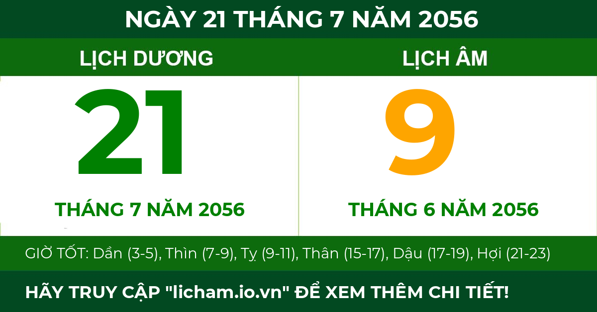 lịch âm ngày 21 tháng 7 năm 2056