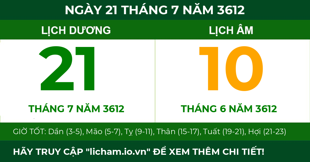 lịch âm ngày 21 tháng 7 năm 3612