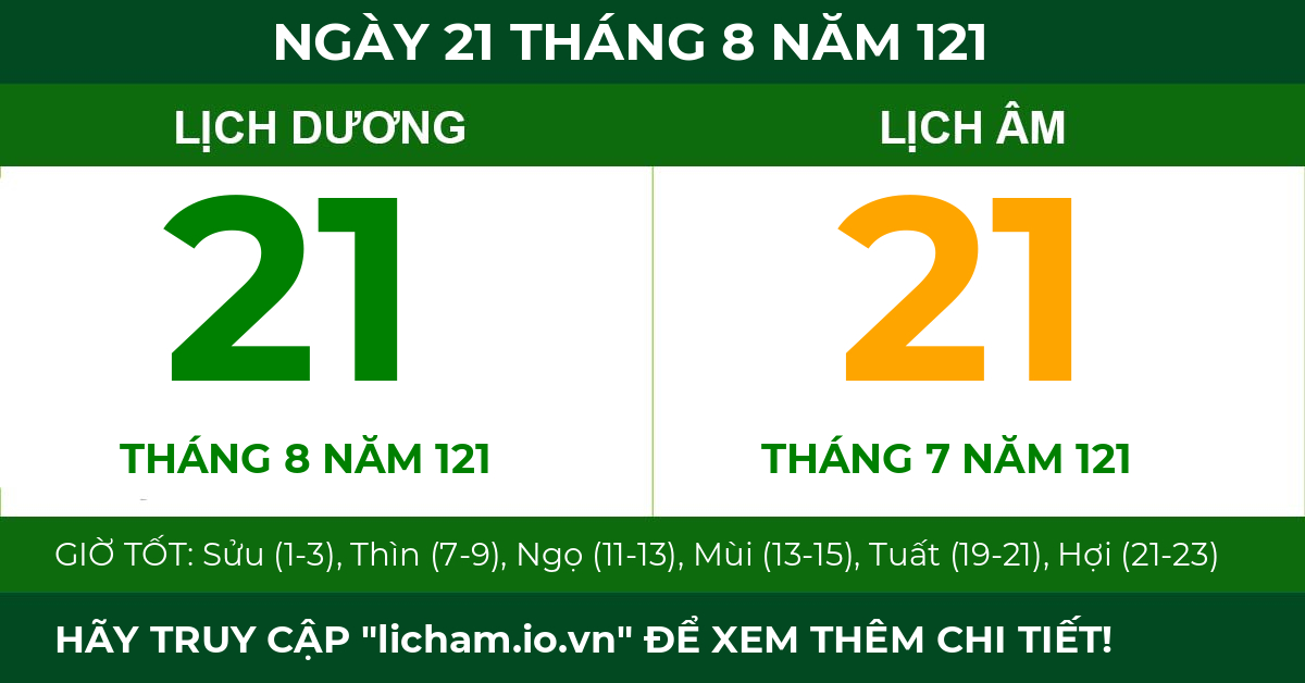 lịch âm ngày 21 tháng 8 năm 121