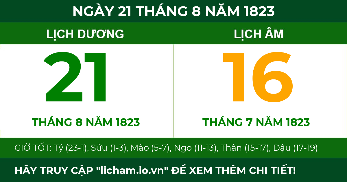 lịch âm ngày 21 tháng 8 năm 1823