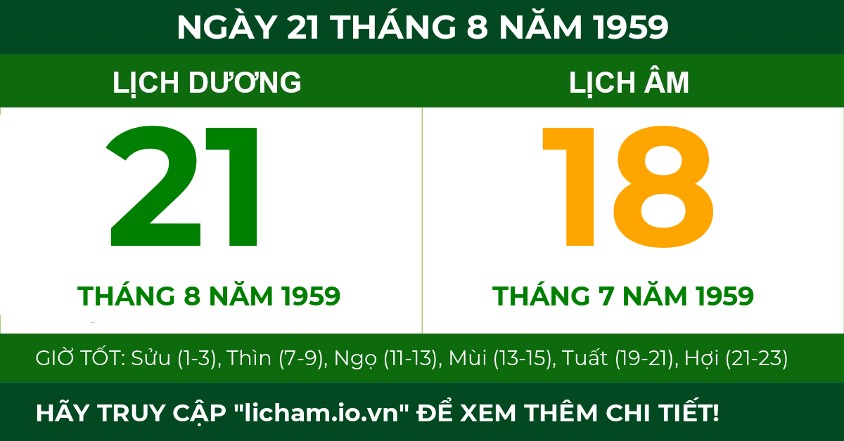lịch âm ngày 21 tháng 8 năm 1959