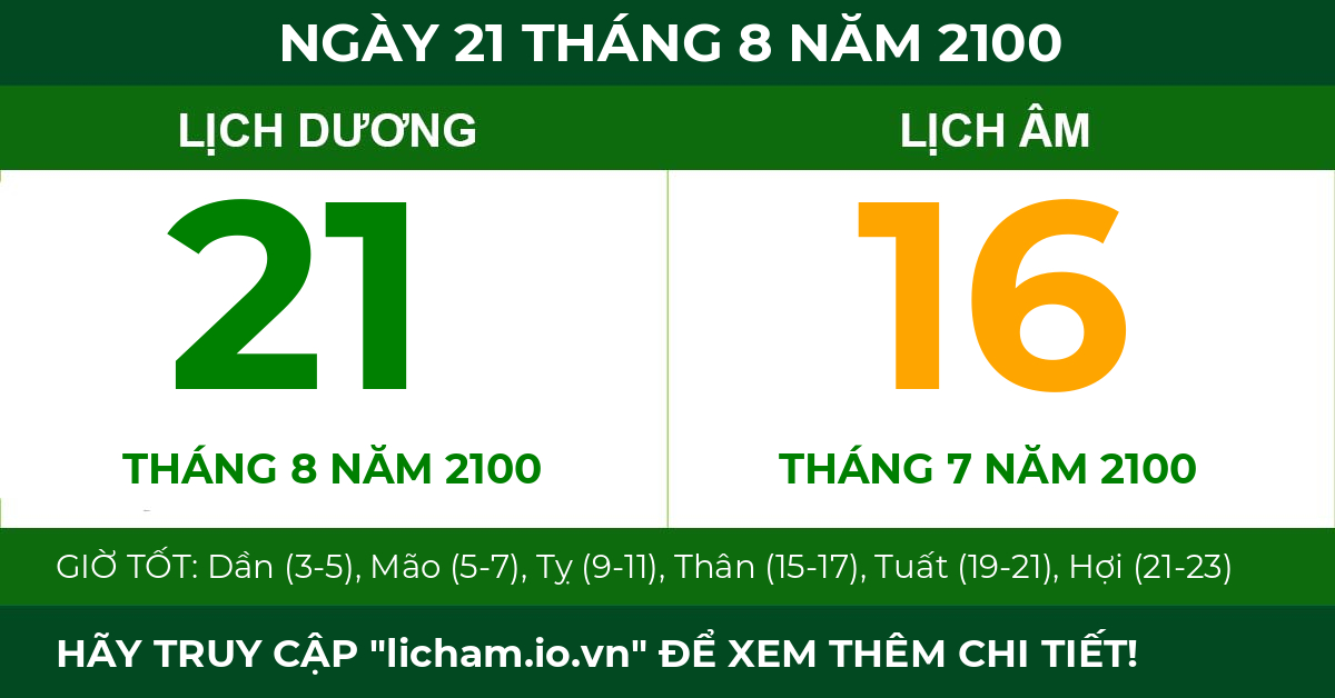 lịch âm ngày 21 tháng 8 năm 2100