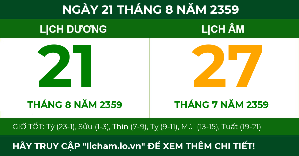 lịch âm ngày 21 tháng 8 năm 2359