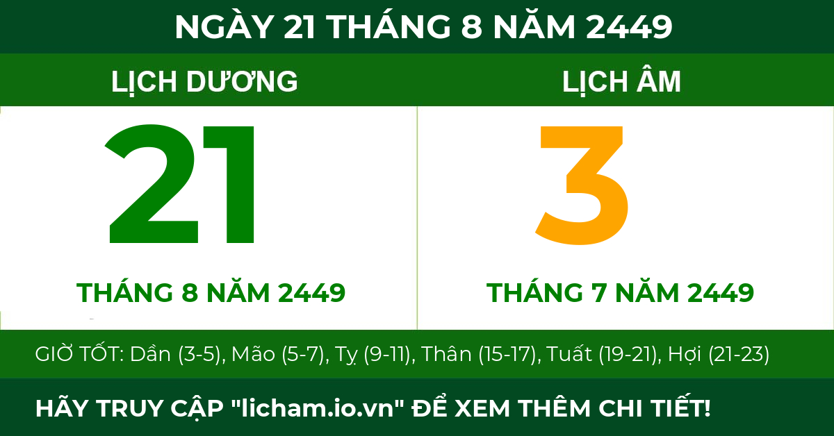 lịch âm ngày 21 tháng 8 năm 2449