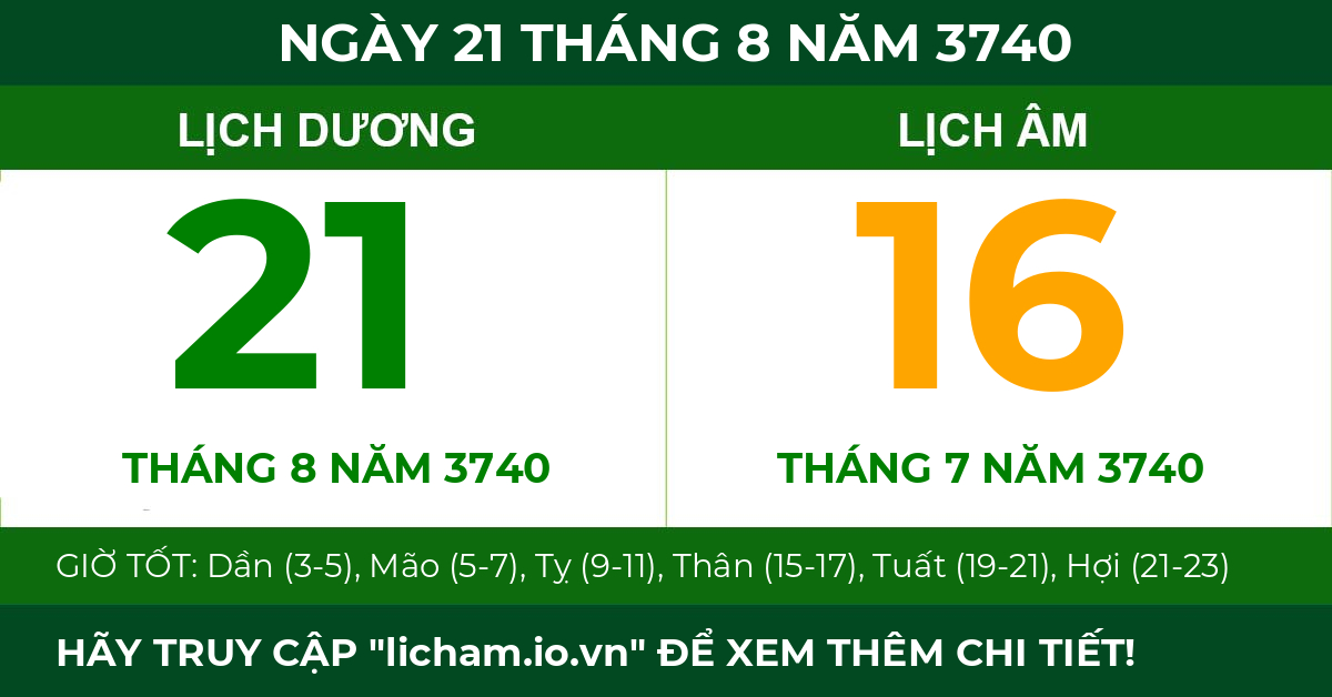 lịch âm ngày 21 tháng 8 năm 3740