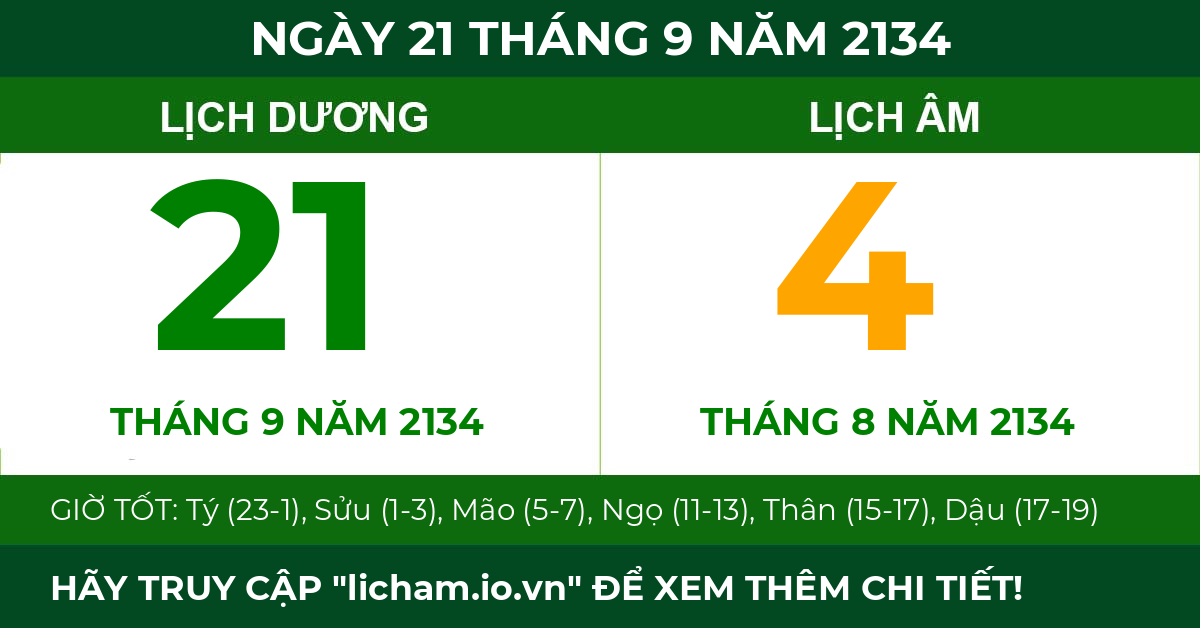 lịch âm ngày 21 tháng 9 năm 2134