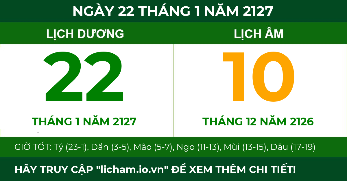 lịch âm ngày 22 tháng 1 năm 2127