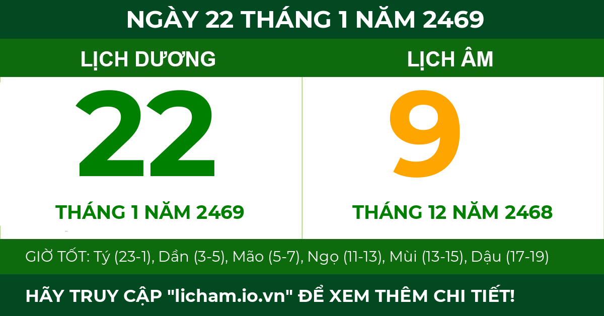 lịch âm ngày 22 tháng 1 năm 2469
