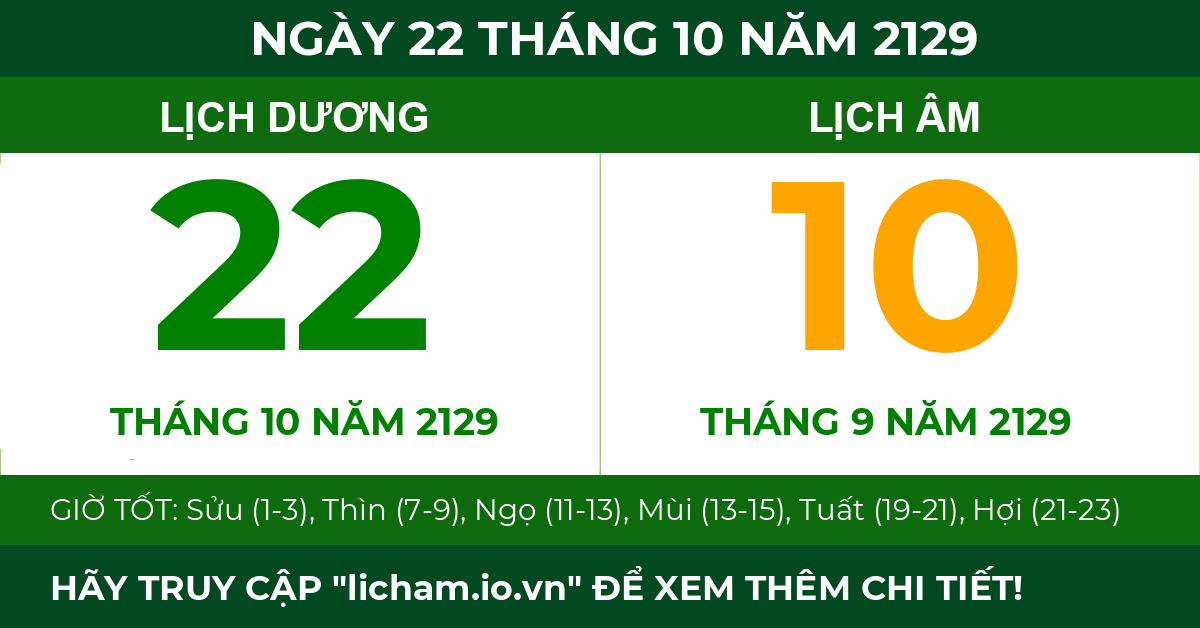 lịch âm ngày 22 tháng 10 năm 2129