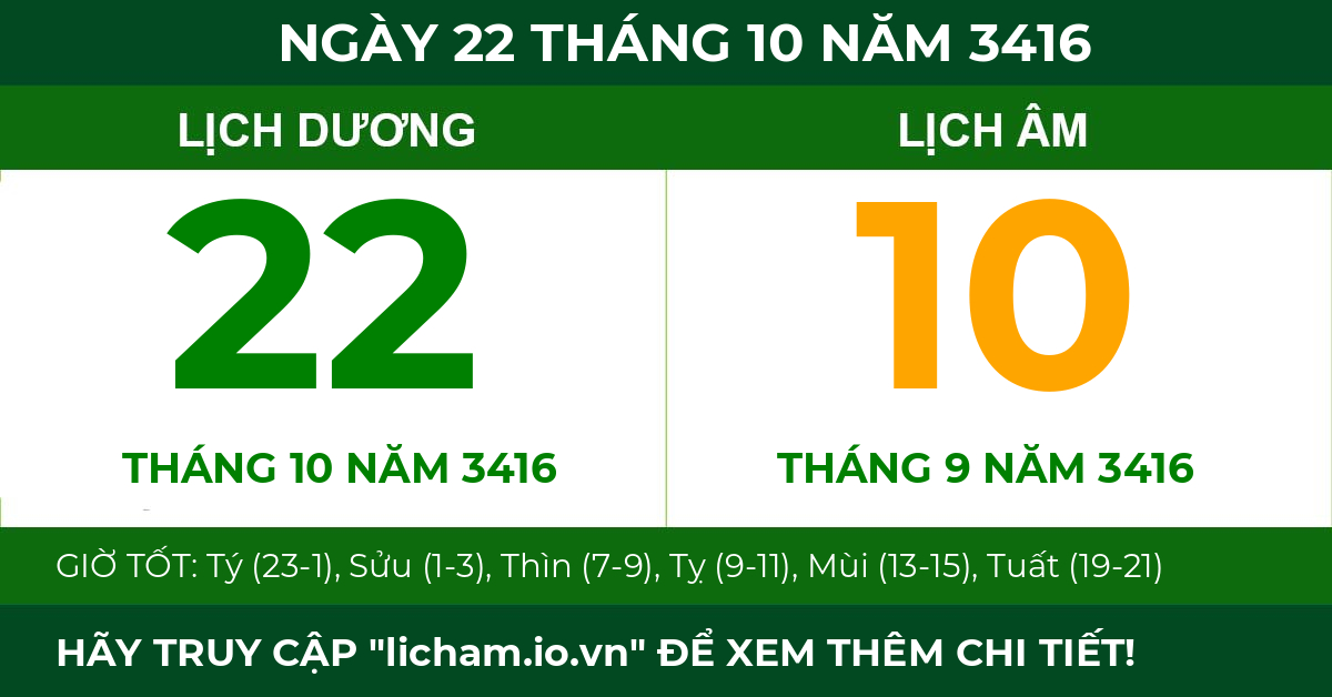 lịch âm ngày 22 tháng 10 năm 3416