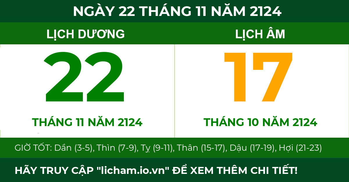 lịch âm ngày 22 tháng 11 năm 2124