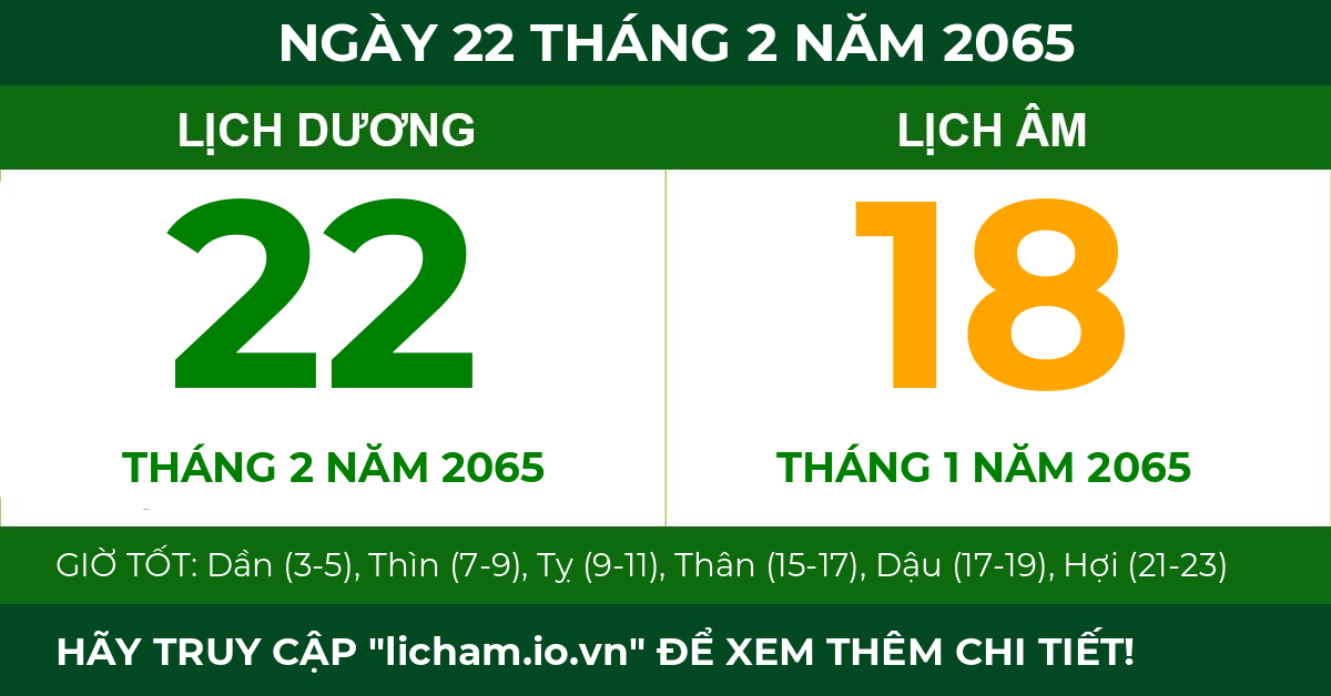 lịch âm ngày 22 tháng 2 năm 2065