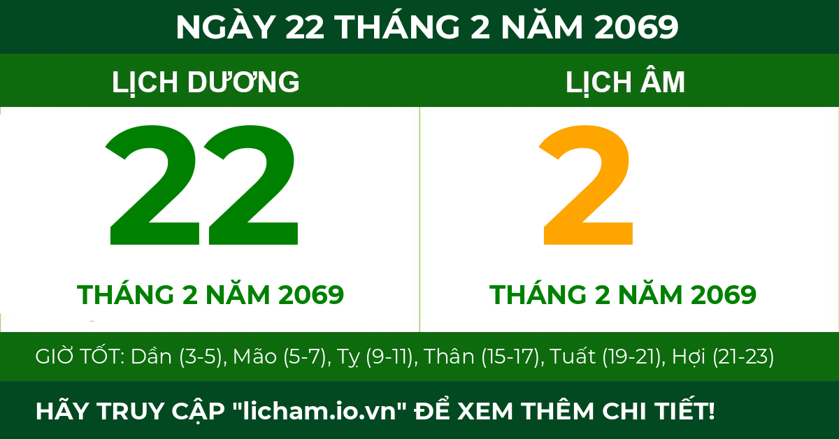lịch âm ngày 22 tháng 2 năm 2069