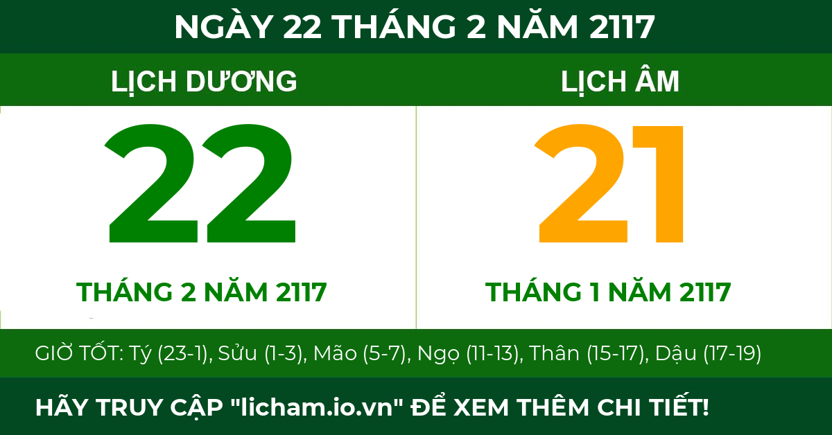 lịch âm ngày 22 tháng 2 năm 2117