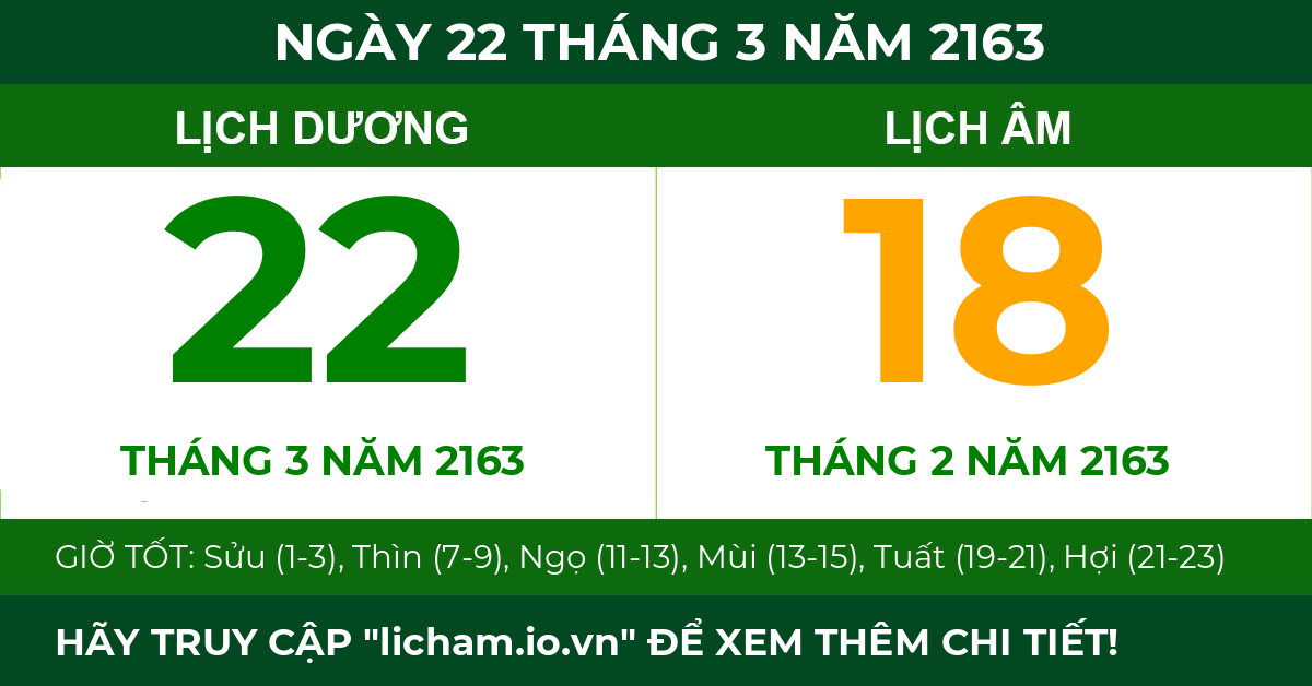 lịch âm ngày 22 tháng 3 năm 2163