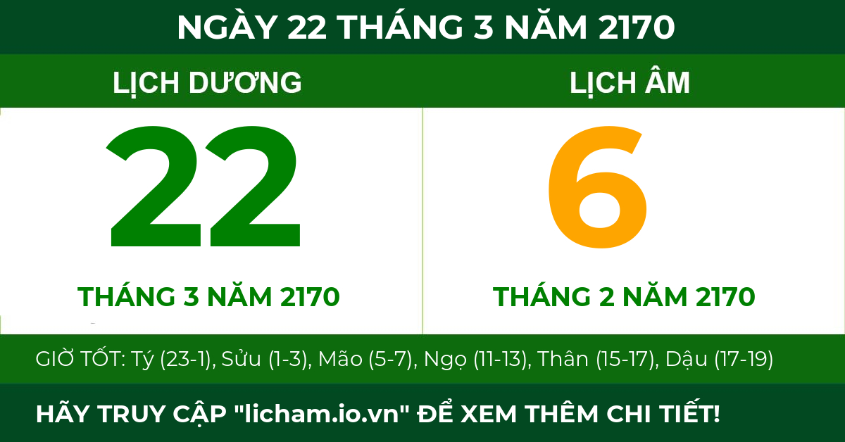 lịch âm ngày 22 tháng 3 năm 2170