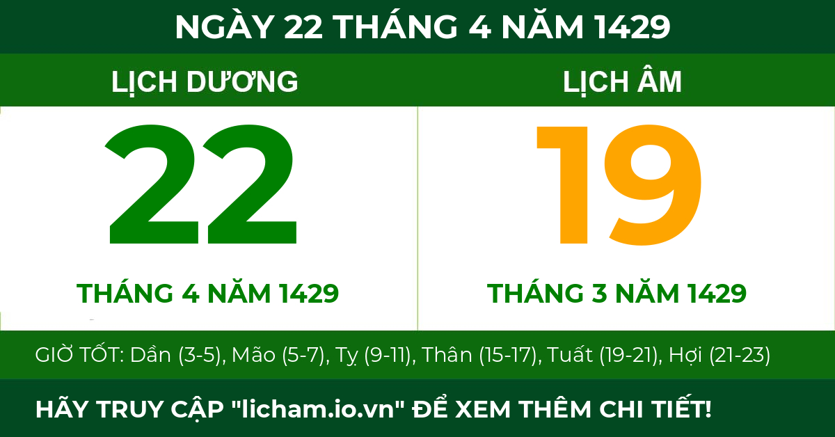 lịch âm ngày 22 tháng 4 năm 1429