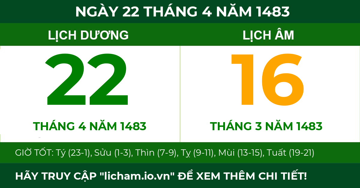 lịch âm ngày 22 tháng 4 năm 1483
