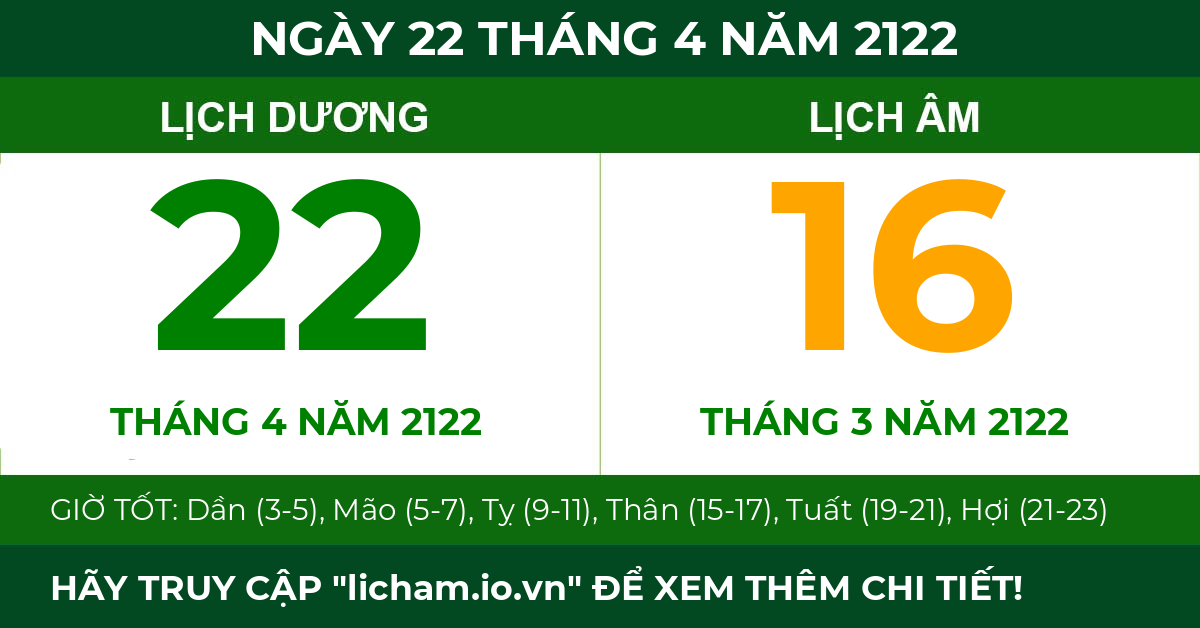lịch âm ngày 22 tháng 4 năm 2122
