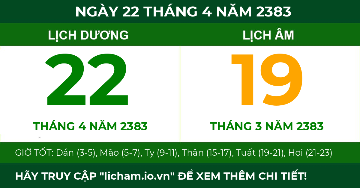 lịch âm ngày 22 tháng 4 năm 2383