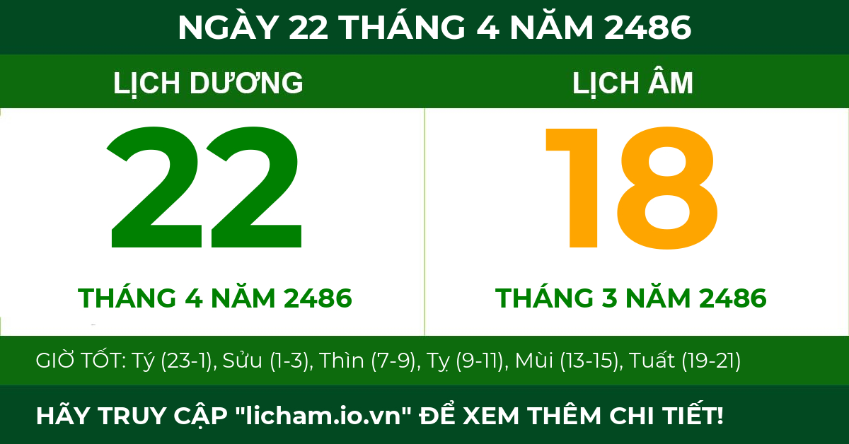 lịch âm ngày 22 tháng 4 năm 2486