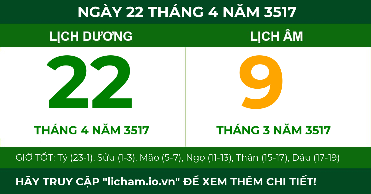 lịch âm ngày 22 tháng 4 năm 3517