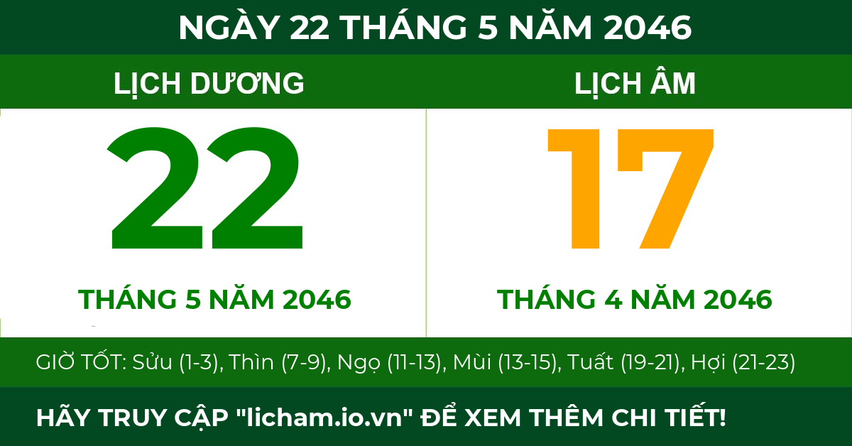 lịch âm ngày 22 tháng 5 năm 2046
