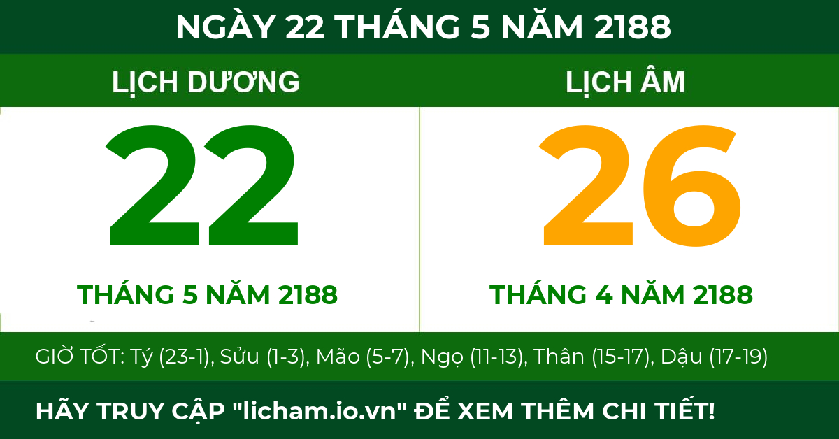 lịch âm ngày 22 tháng 5 năm 2188