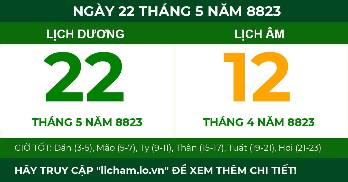 lịch âm ngày 22 tháng 5 năm 8823