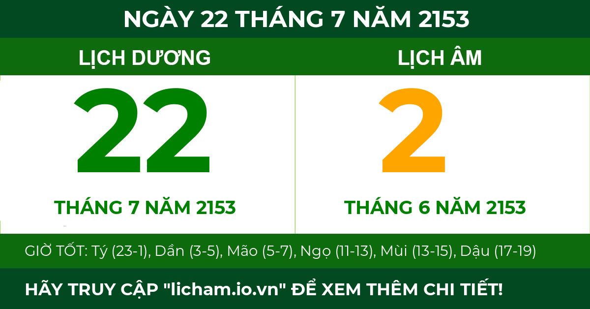 lịch âm ngày 22 tháng 7 năm 2153