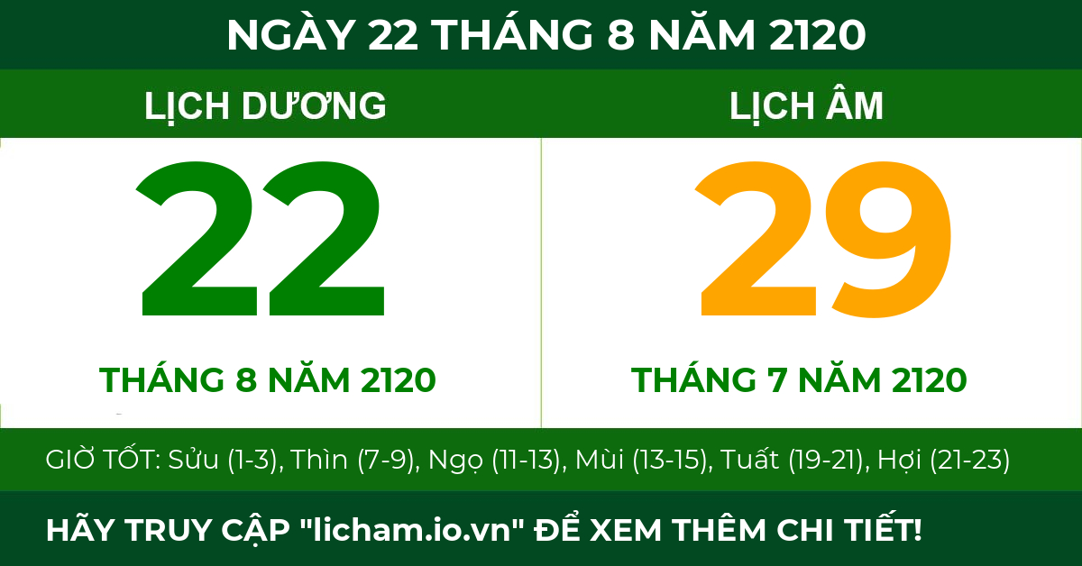 lịch âm ngày 22 tháng 8 năm 2120