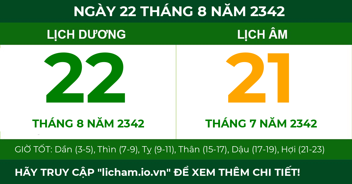 lịch âm ngày 22 tháng 8 năm 2342