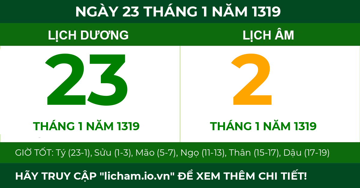 lịch âm ngày 23 tháng 1 năm 1319