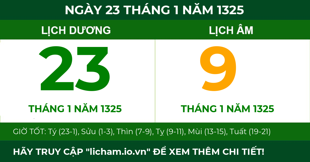 lịch âm ngày 23 tháng 1 năm 1325