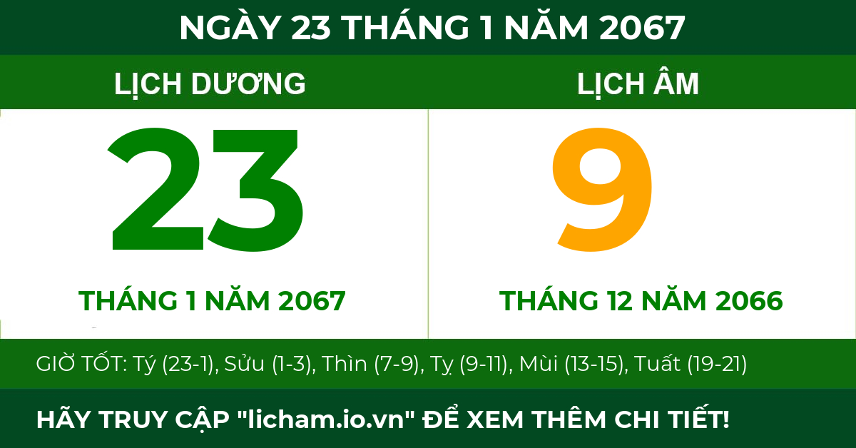 lịch âm ngày 23 tháng 1 năm 2067