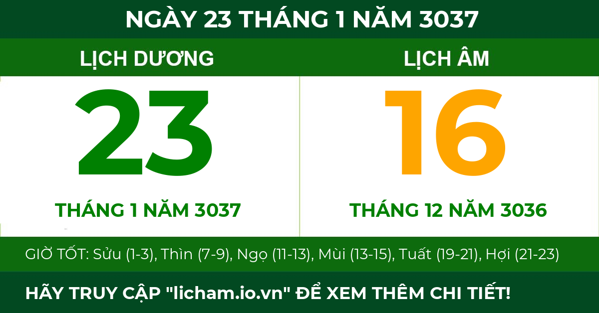lịch âm ngày 23 tháng 1 năm 3037
