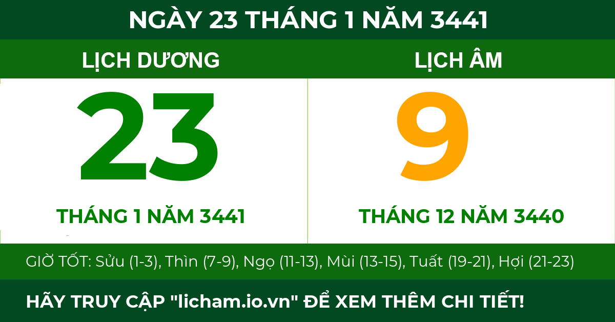 lịch âm ngày 23 tháng 1 năm 3441