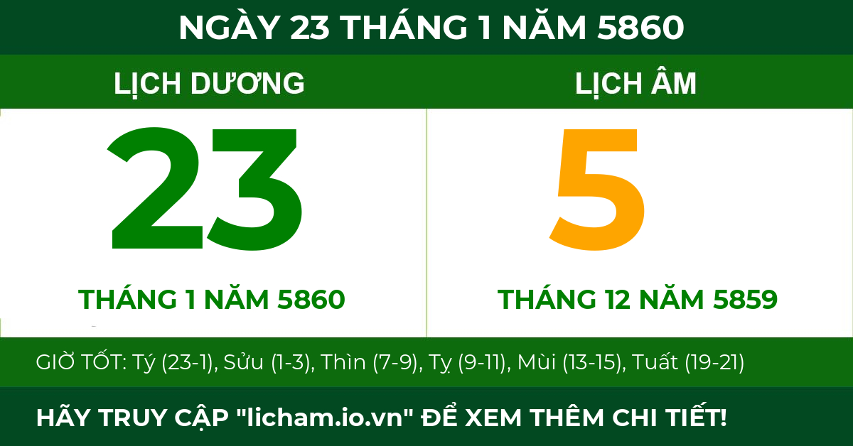 lịch âm ngày 23 tháng 1 năm 5860