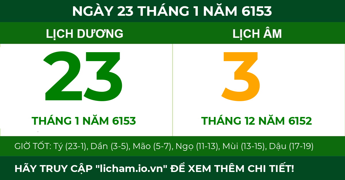 lịch âm ngày 23 tháng 1 năm 6153