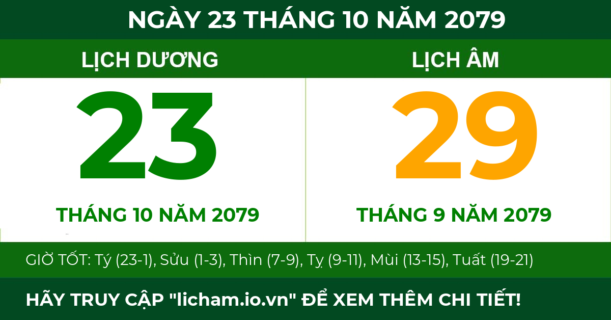 lịch âm ngày 23 tháng 10 năm 2079