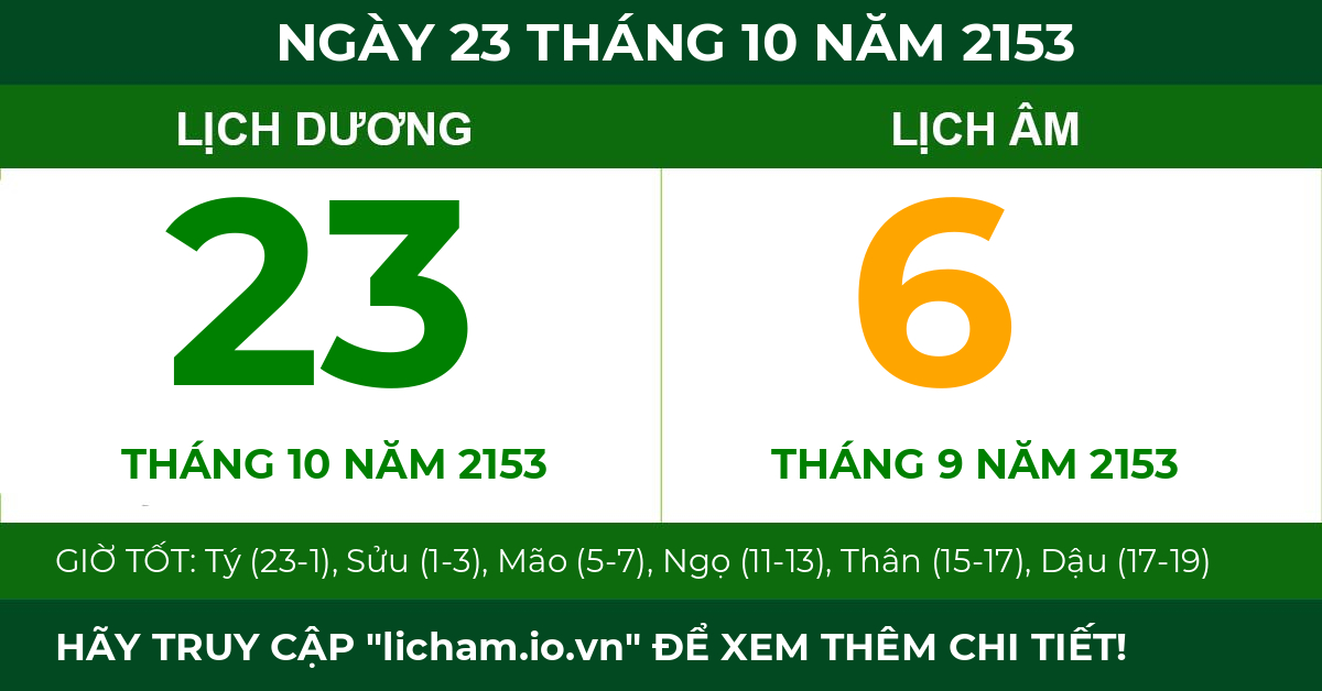 lịch âm ngày 23 tháng 10 năm 2153