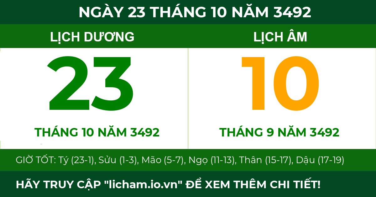 lịch âm ngày 23 tháng 10 năm 3492
