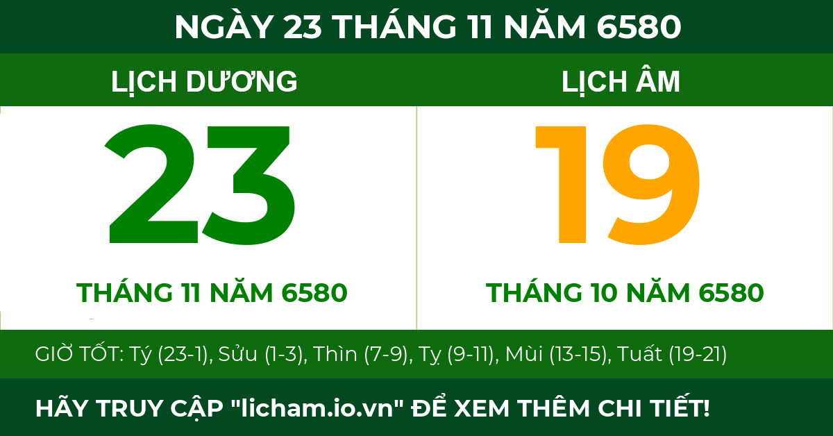 lịch âm ngày 23 tháng 11 năm 6580