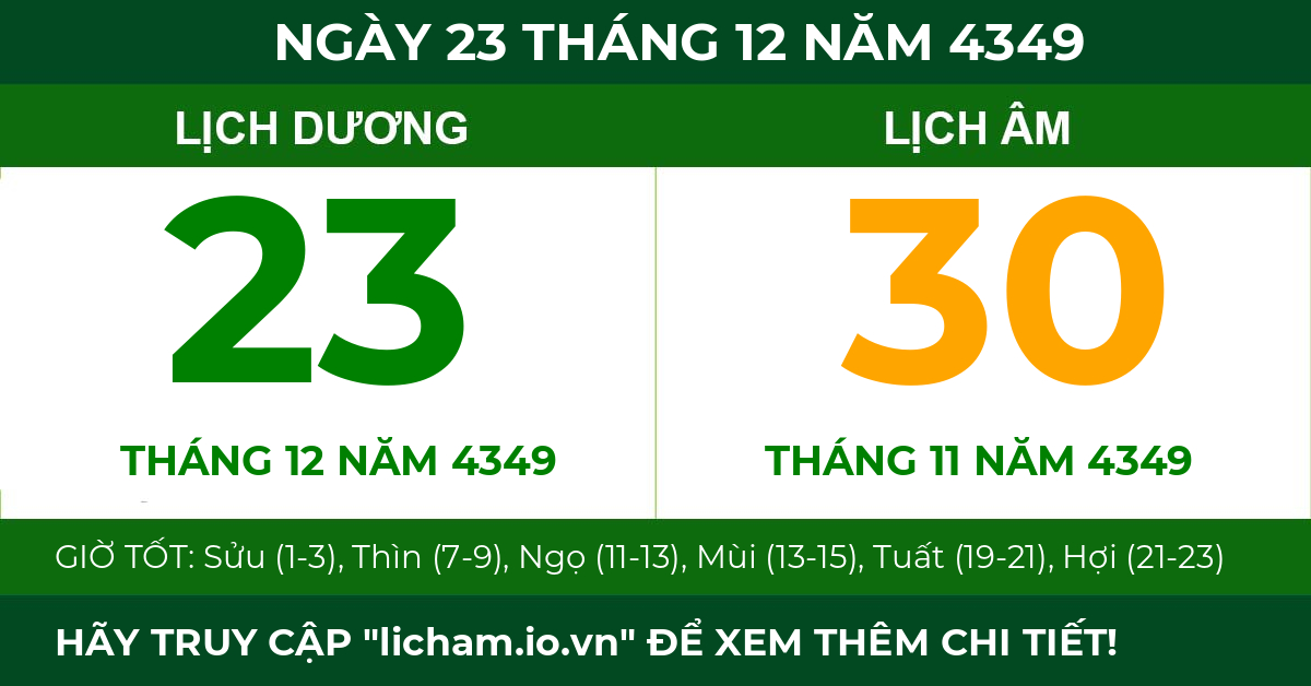 lịch âm ngày 23 tháng 12 năm 4349