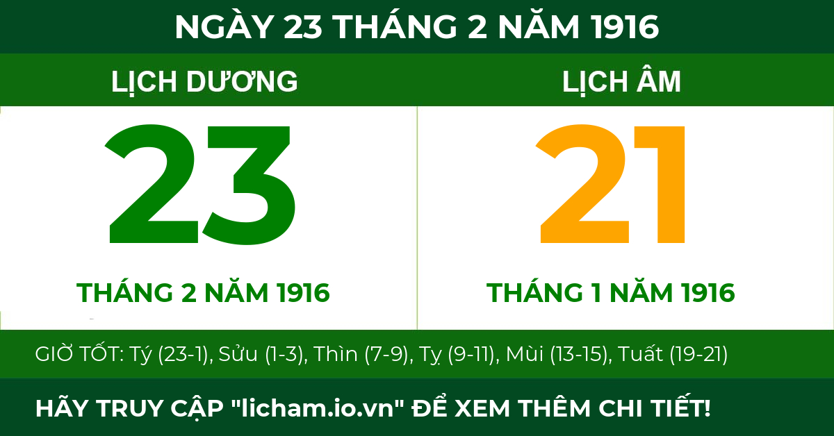 lịch âm ngày 23 tháng 2 năm 1916
